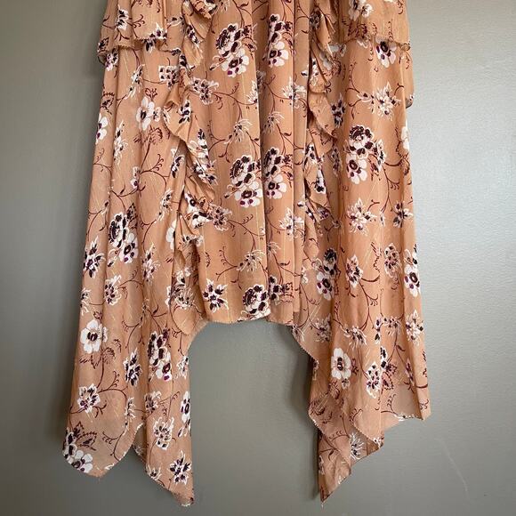 ULLA JOHNSON Ciel Dress In Cafe Size 2 Tan Silk Gold Metallic Floral Flowy Midi - Picture 7 of 16